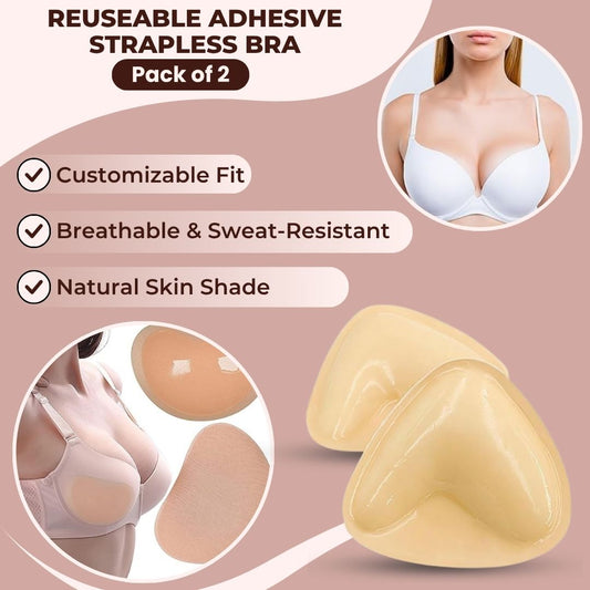 Reuseable Adhesive Strapless Bra - Pack of 2